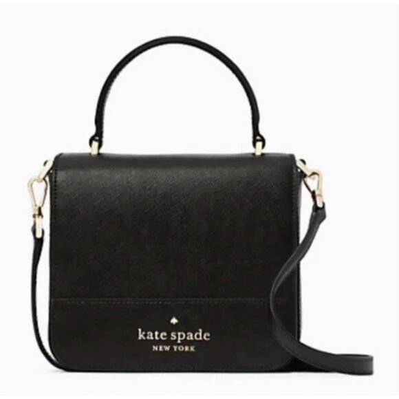 kate spade Handbags - NWOT Kate Spade Staci Saffiano Top Handle Square Flap Crossbody Bag Purse Black
